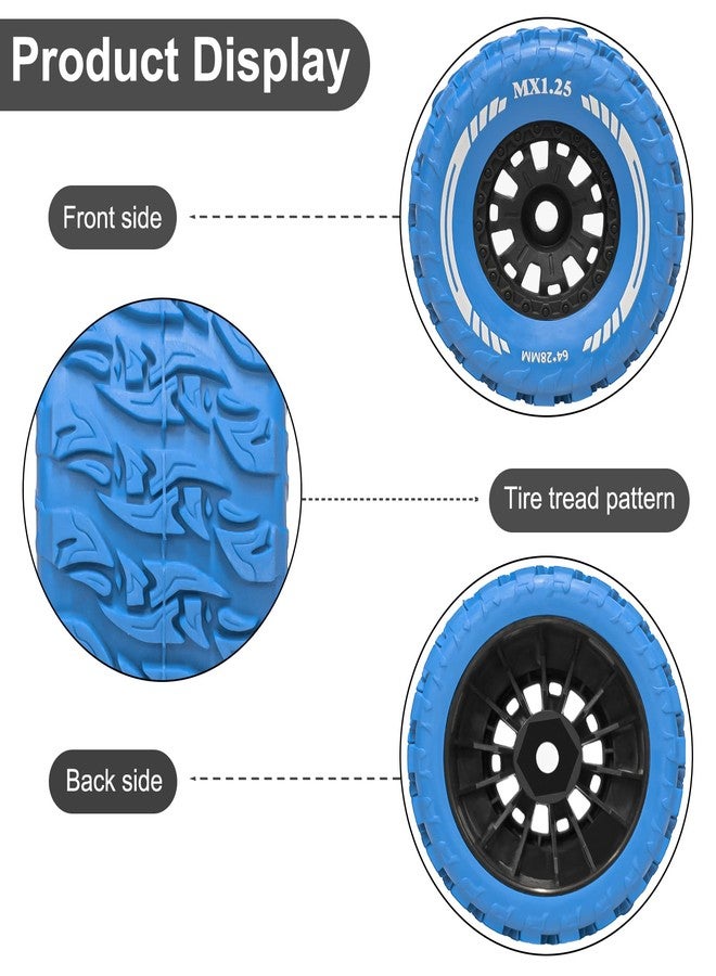 LRFHL 12mm Hex RC Wheels and Tires Pre-Glued Wheel Tire Set Compatible with MJX Hyper Go 14301 14302 14303, Arrma Mojave Grom, Traxxas Tamiya Kyosho HPI 1/14 1/16 1/18 RC On/Off-Road Racing Car (4PCS) - Image 5